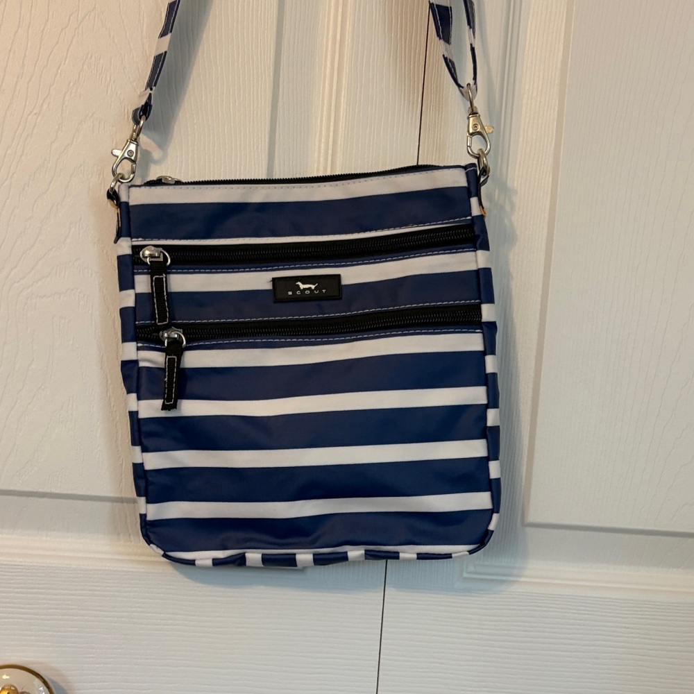Scout Navy and White Striped Crossbody Bag